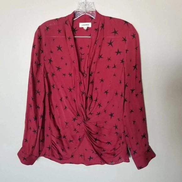 L'AGENCE Mariposa Star-Print  Silk Crossover Blouse S - Picture 6 of 15